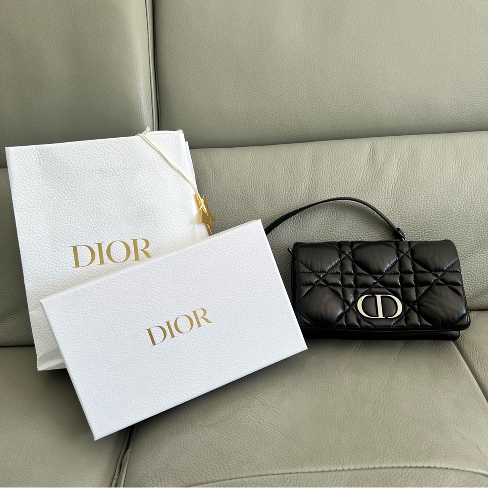 Christian Dior Mini Dior Caro Macrocannage Bag Black